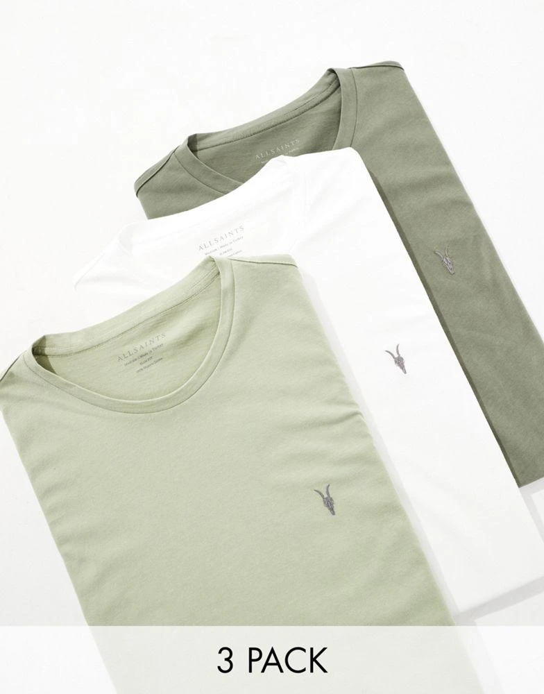 ALL SAINTS AllSaints Brace 3-pack brushed cotton t-shirts in green multi 1