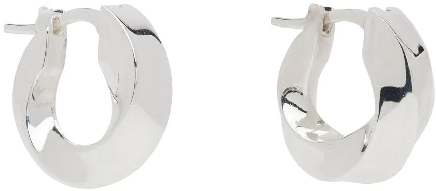 Bottega Veneta Silver Small Twisted Hoop Earrings 2