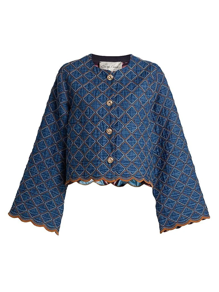 Cara Cara Marvis Embroidered Quilted Denim Crop Jacket