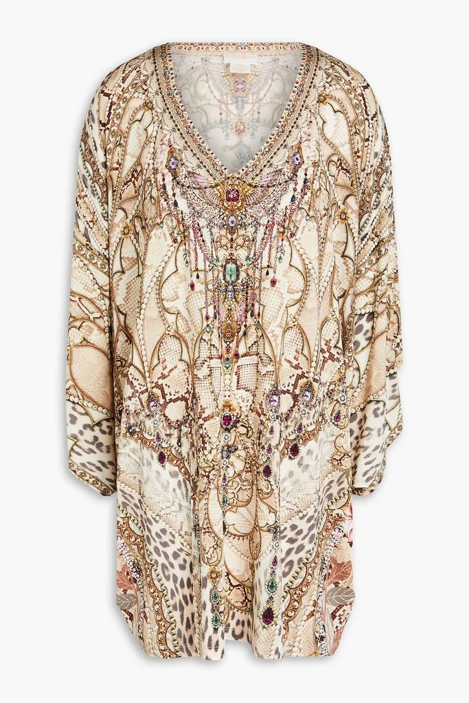 CAMILLA Crystal-embellished printed jersey mini dress 1