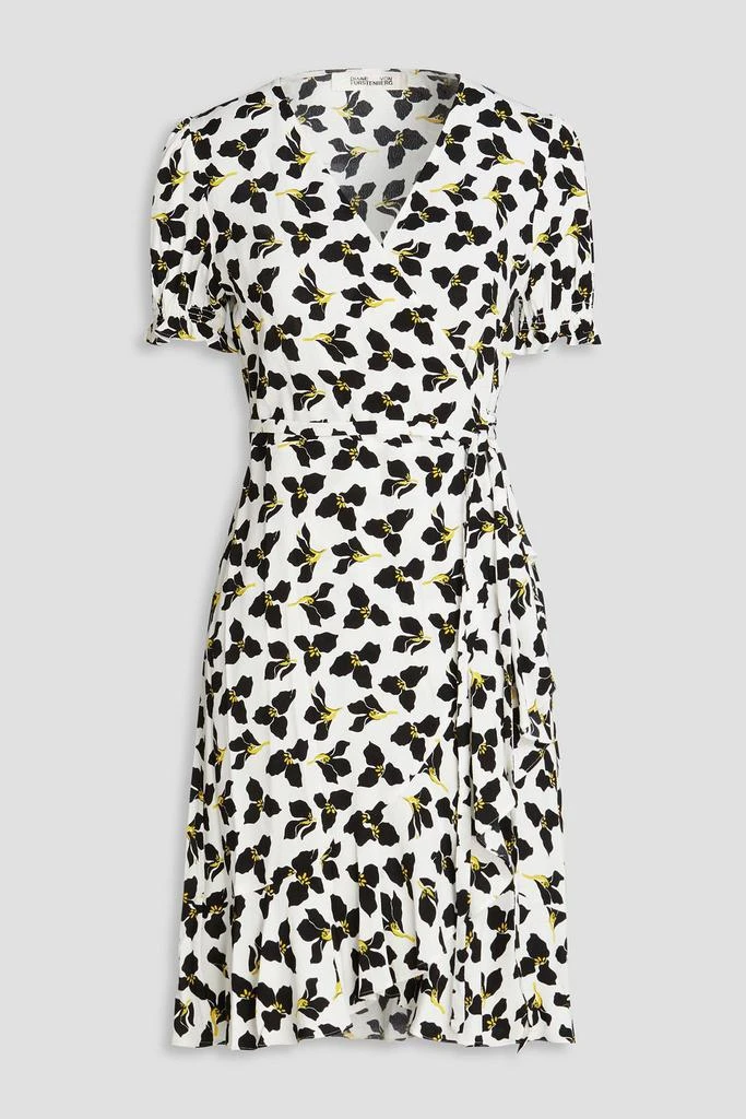 DIANE VON FURSTENBERG Emilia ruffled floral-print crepe mini wrap dress 1