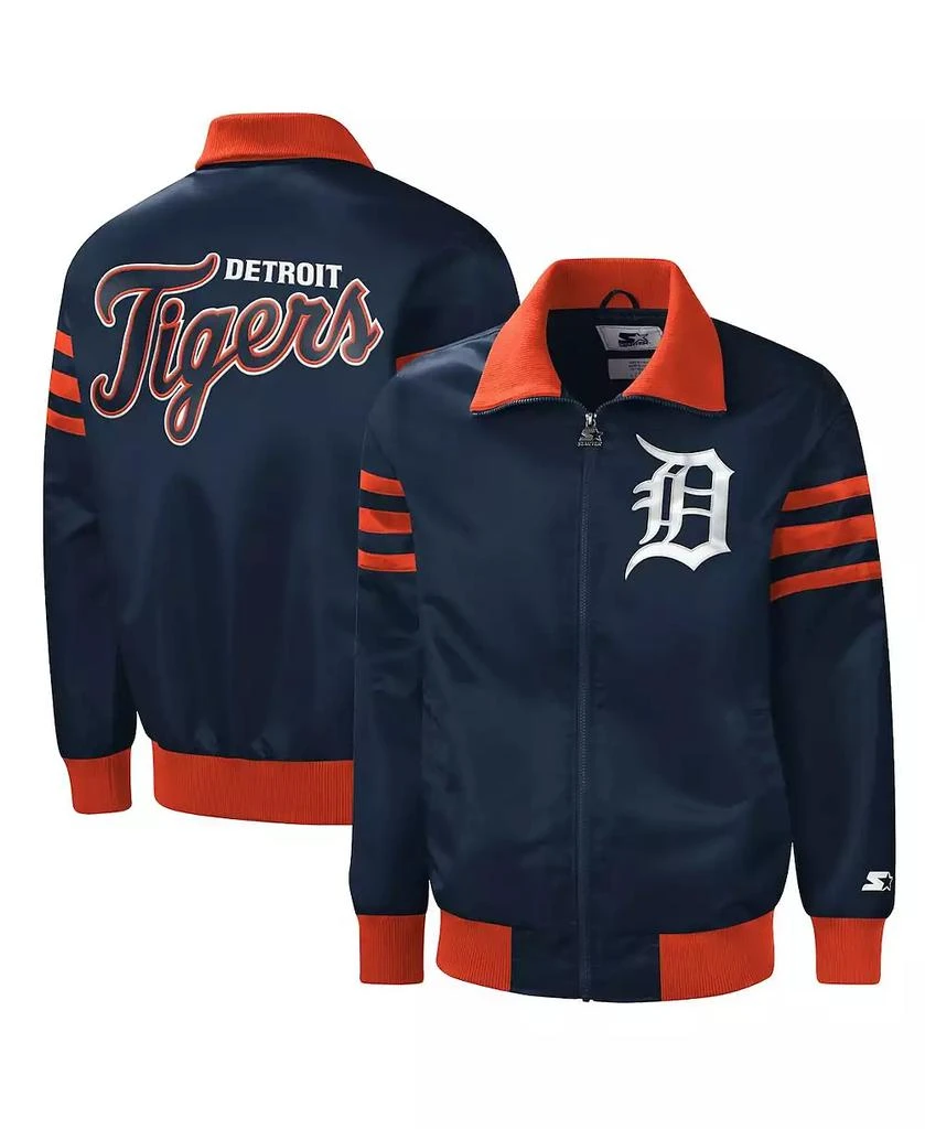 Starter Men's Navy Detroit Tigers The Captain II Full-Zip Varsity Jacket 1