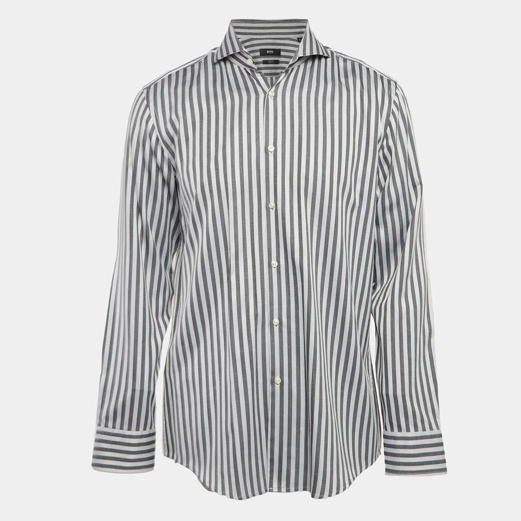 Boss By Hugo Boss Boss By Hugo Boss Grey Stripe Cotton Slim Fit Shirt XL 1