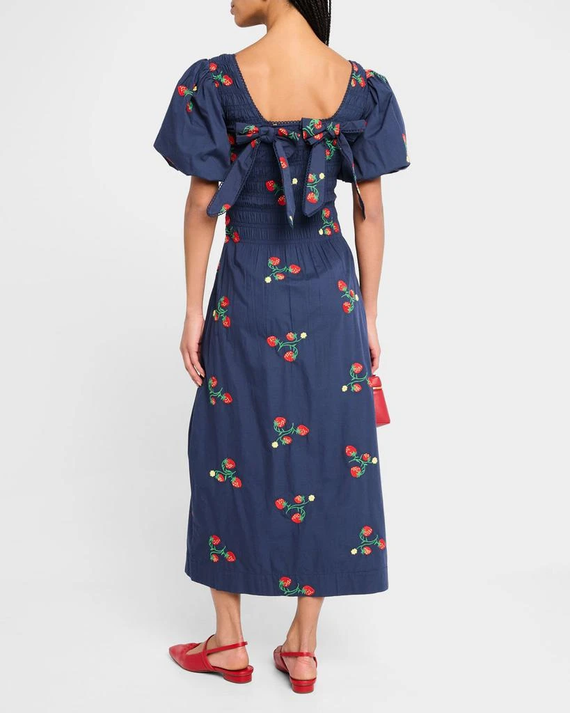Damson Madder Lauren Strawberry Puff-Sleeve Midi Dress 3