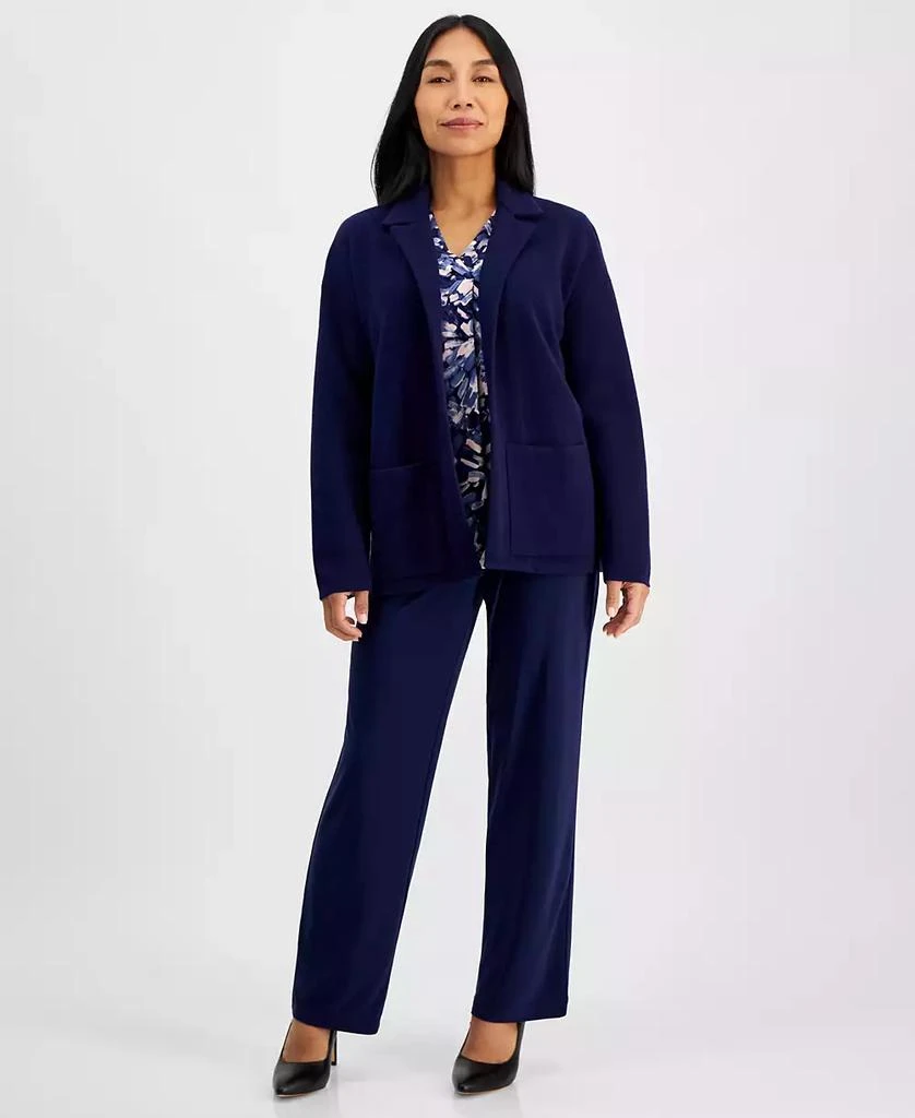 AK Anne Klein Petite Open-Front Long-Sleeve Blazer Cardigan 2
