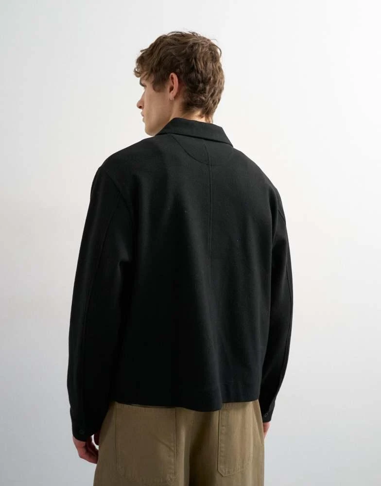 Topman Topman premium boxy fit jersey jacket in black 3