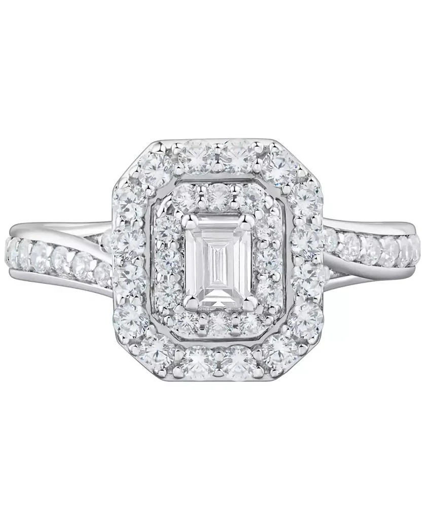 Grown With Love Diamond Emerald-Cut Double Halo Engagement Ring (1 ct. t.w.) in 14k White Gold 3