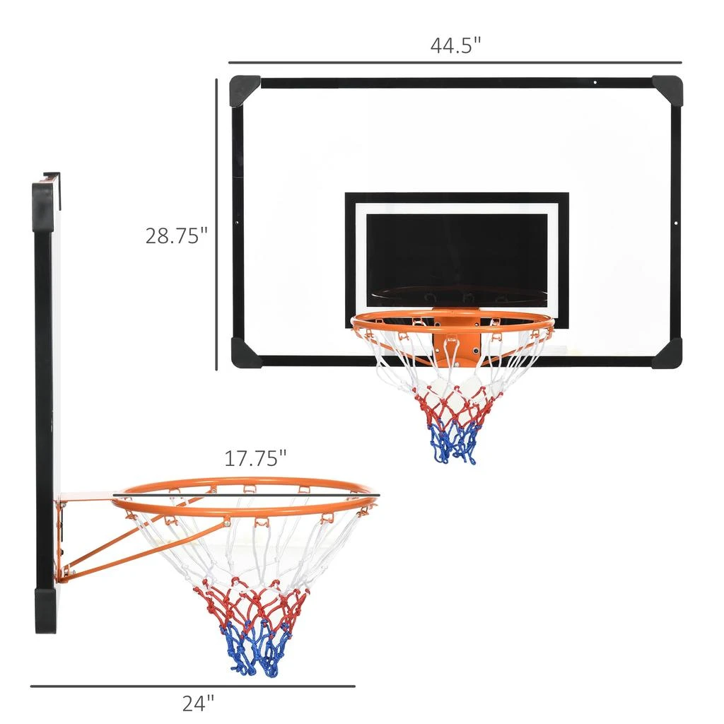 Streamdale Furniture Streamdale Wall Mounted Basketball Hoop with 45" x 29" Shatter Proof Backboard 3