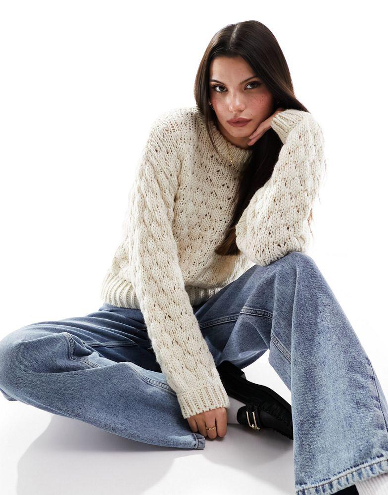 Y.A.S. YAS textured jumper in cream