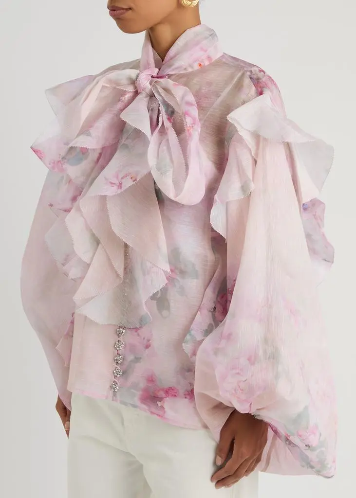 Zimmermann Crush floral-print ruffled linen-blend blouse 2