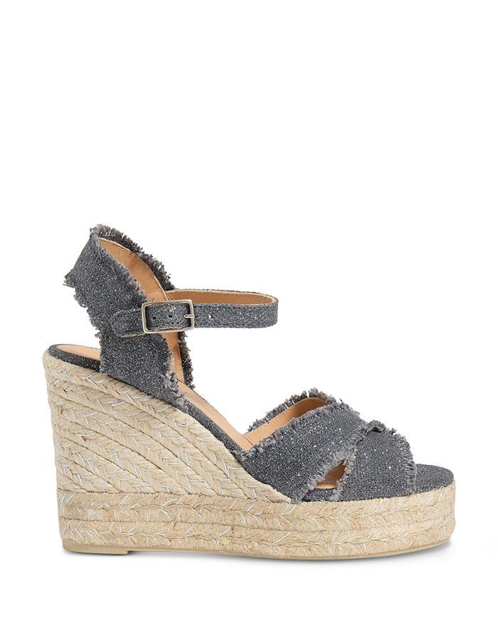 Castañer Women's Bromelia Frayed Crossover Strap Espadrille Wedge Platform Sandals