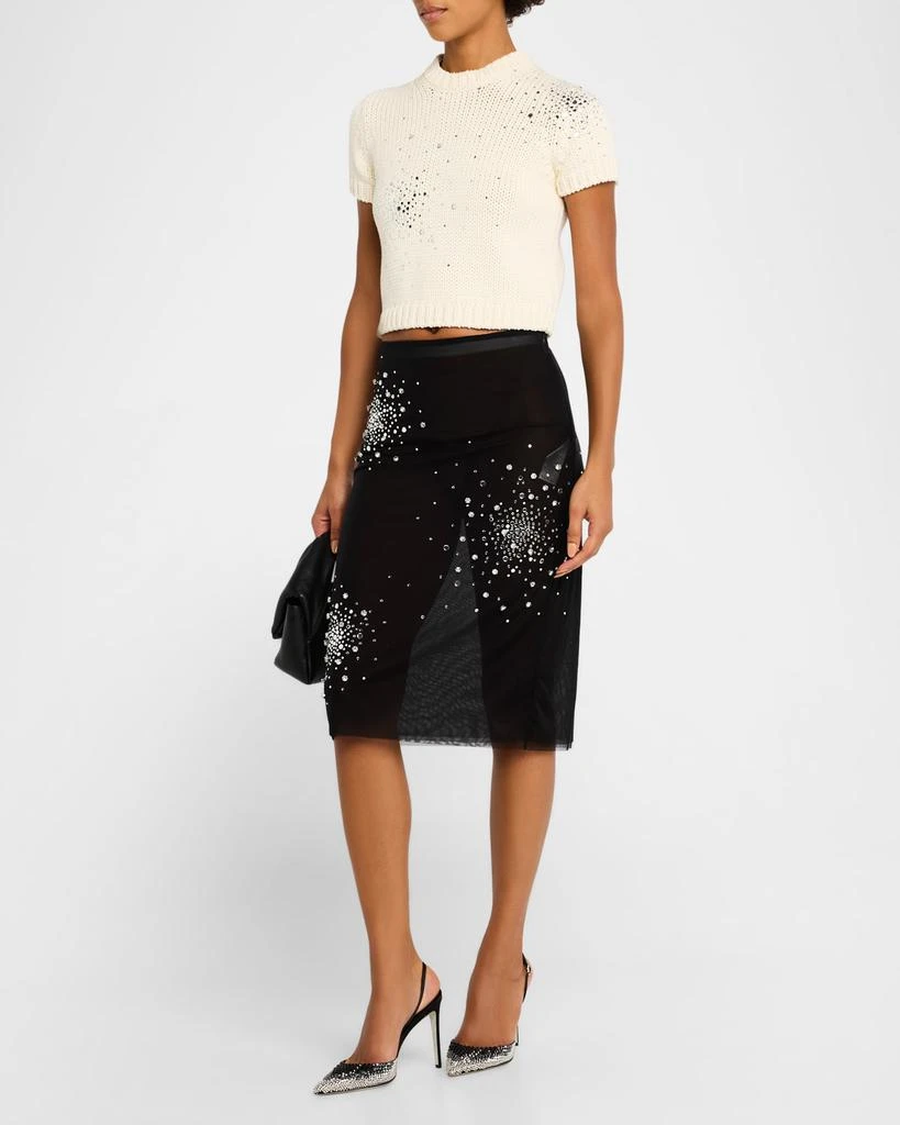 Des Phemmes Embroidered Chunky Knit Crop Top 1
