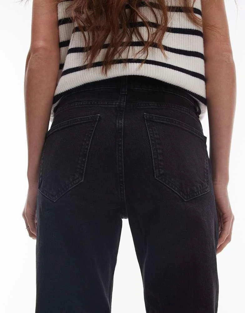Mango Mango raw hem flare leg jeans in mid black 4