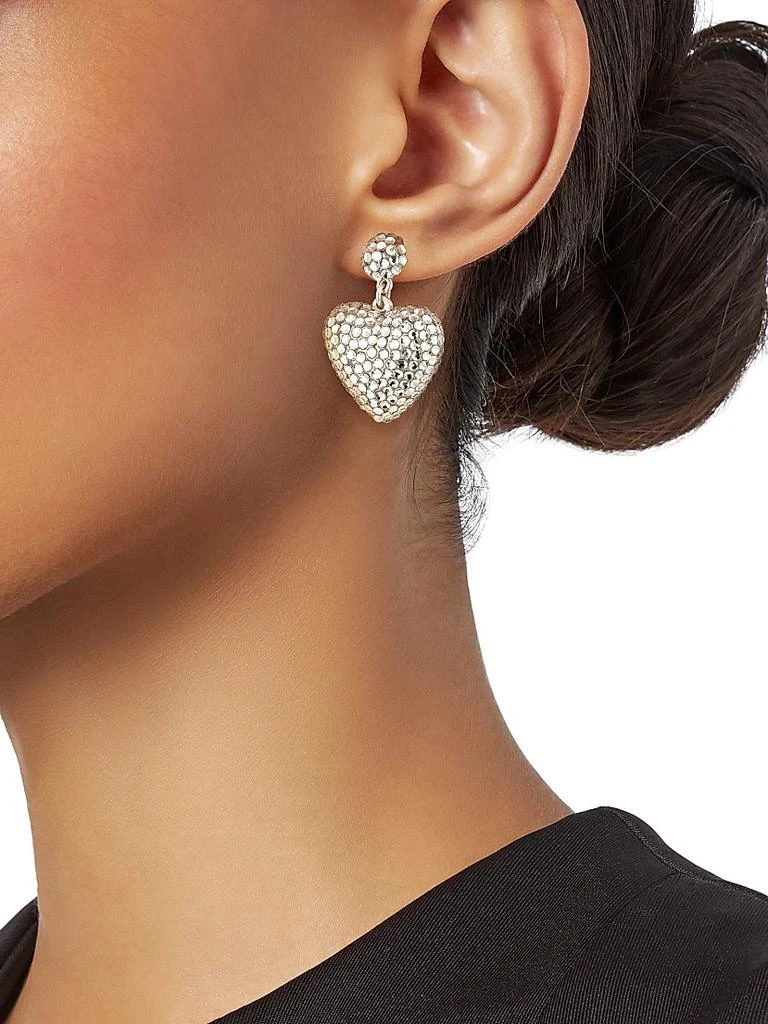 Roxanne Assoulin Heart & Soul Silvertone & Cubic Zirconia Heart Drop Earrings 2
