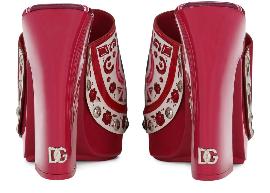 Dolce & Gabbana Majolica-print polished calfskin clogs 4