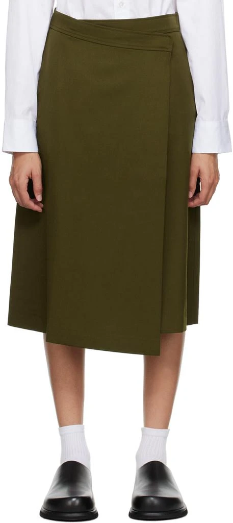 6397 Khaki Wrap Midi Skirt 1