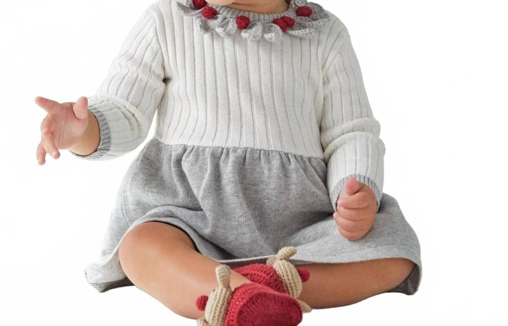 slim fit dress slacks Cozy Holiday Grey Ruffle Knit Sweater Dress  Mia Belle Girls