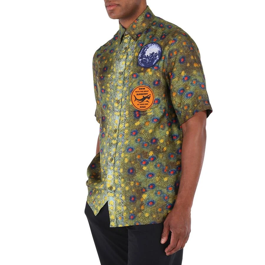 Burberry Men's Fish Scale-Print Applique Short Sleeve Shirt 3