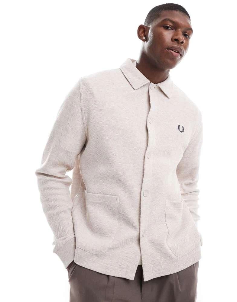 Shop Fred Perry long sleeve button through jersey jacket in off white on  Sale at BeyondStyle  Get 17% Off Fred Perry long sleeve button through  jersey jacket in off white with