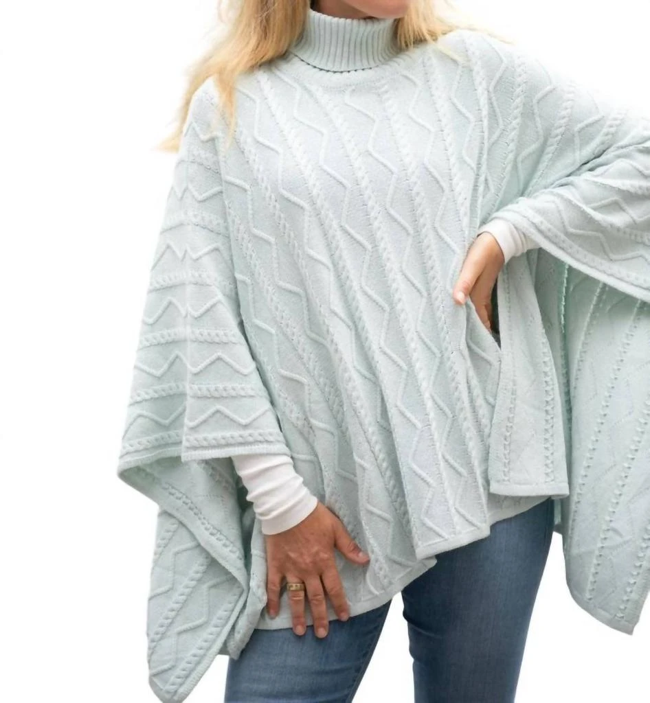 Burgess Sweaters Lightweight Yarn Poncho In Mist 2