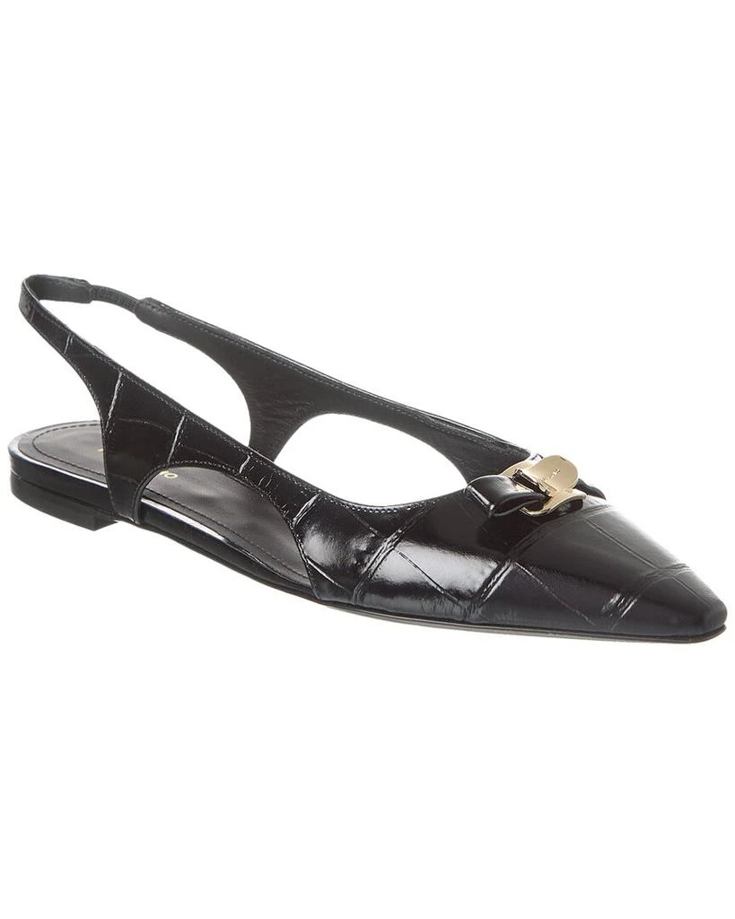 Salvatore Ferragamo Ferragamo Zalu Embossed Leather Slingback Flat 1