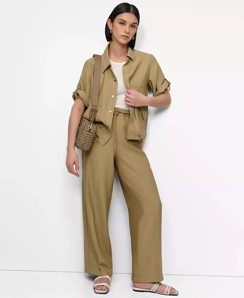 DKNY Women's Snap-Front Roll-Tab Short-Sleeve Jacket 6