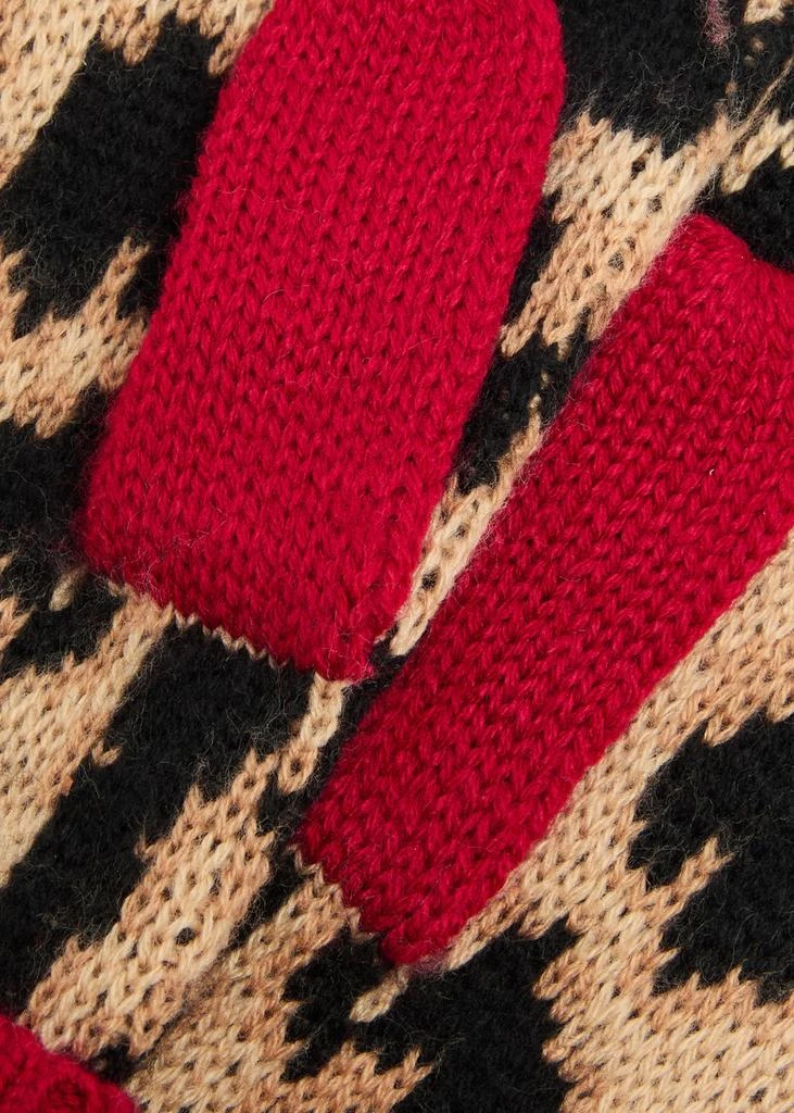 DAMSON MADDER Leopard-intarsia knitted mittens 2
