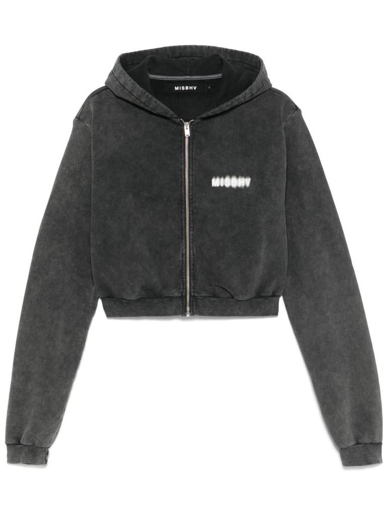 Misbhv Misbhv Cropped Logo Print Hoodie