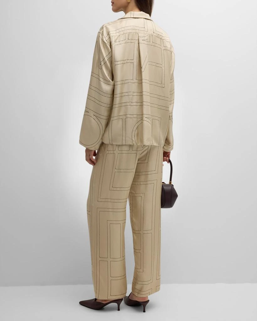 Totême Monogram-Embroidered Silk Pajama Pants 4