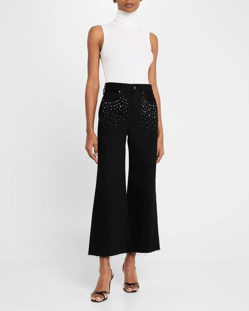 VERONICA BEARD Taylor Cropped High-Rise Wide Embellished Jeans 2