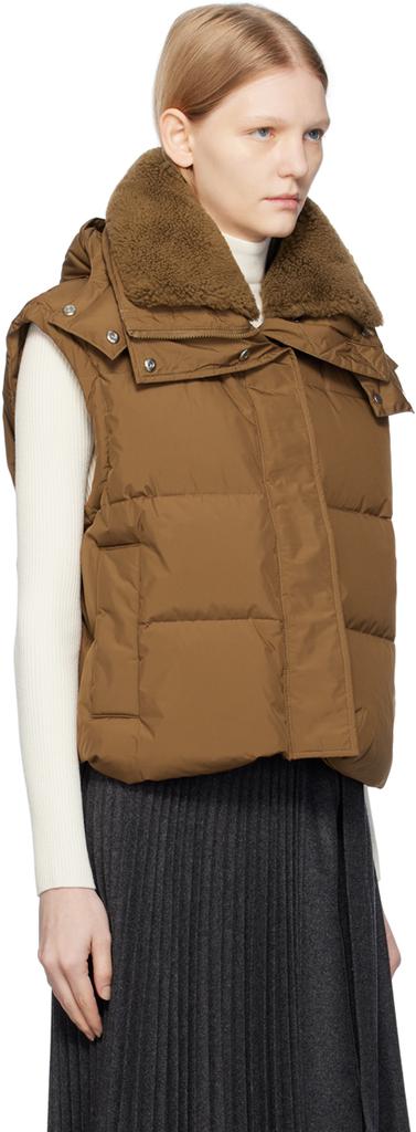 Yves Salomon Brown Belted Down Vest