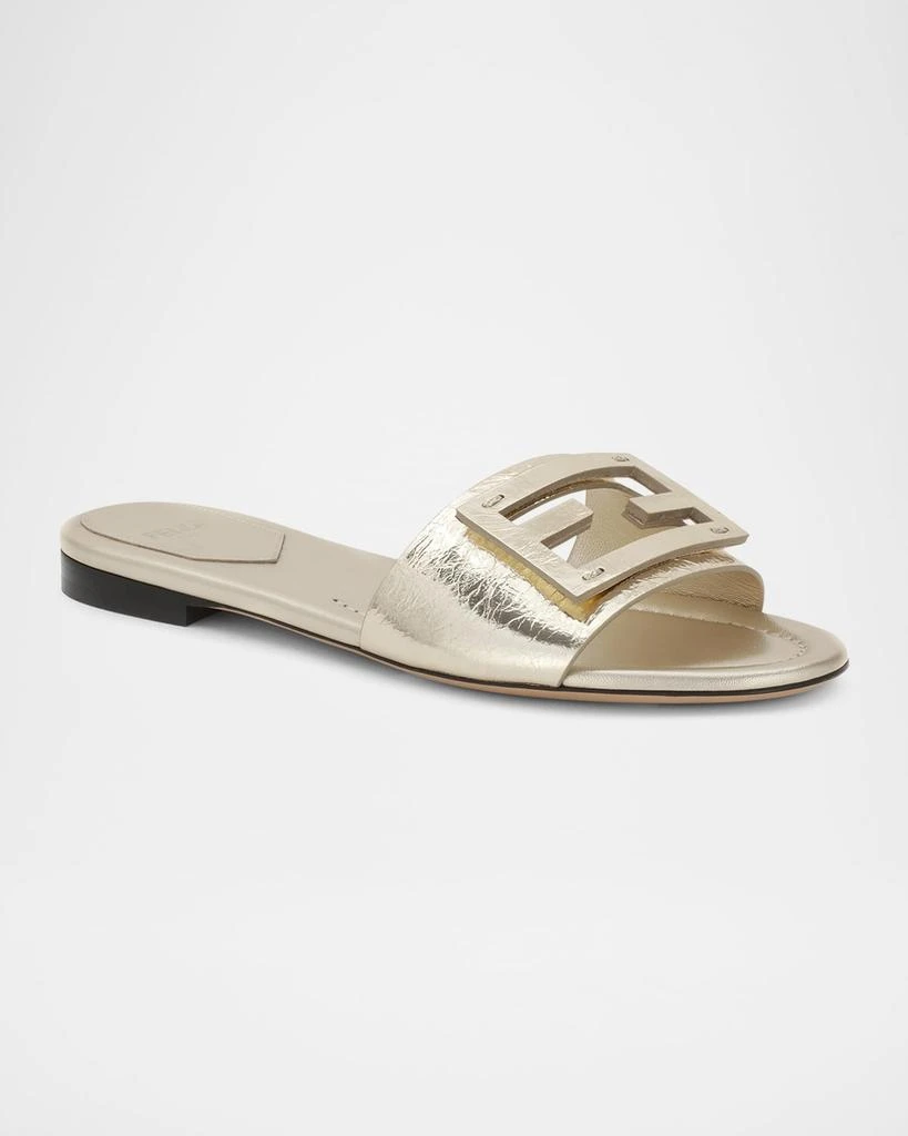 Fendi Baguette FF Tube Metallic Medallion Flat Sandals 2