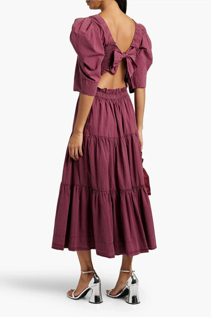 Sea Simona bow-detailed smocked cotton midi dress 3