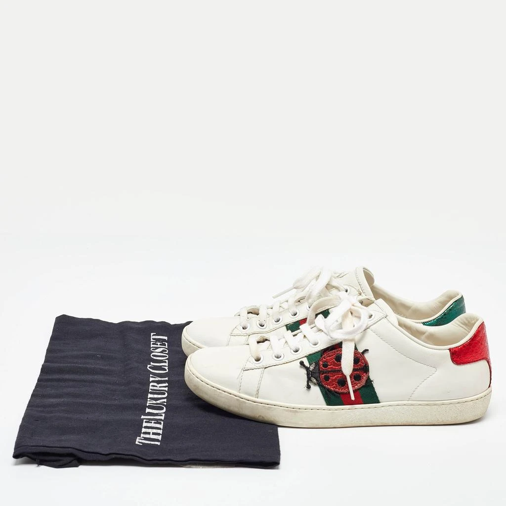 Gucci Gucci White/Red Leather and Snake Embossed Leather Ace Pineapple Sneakers Size 36 9