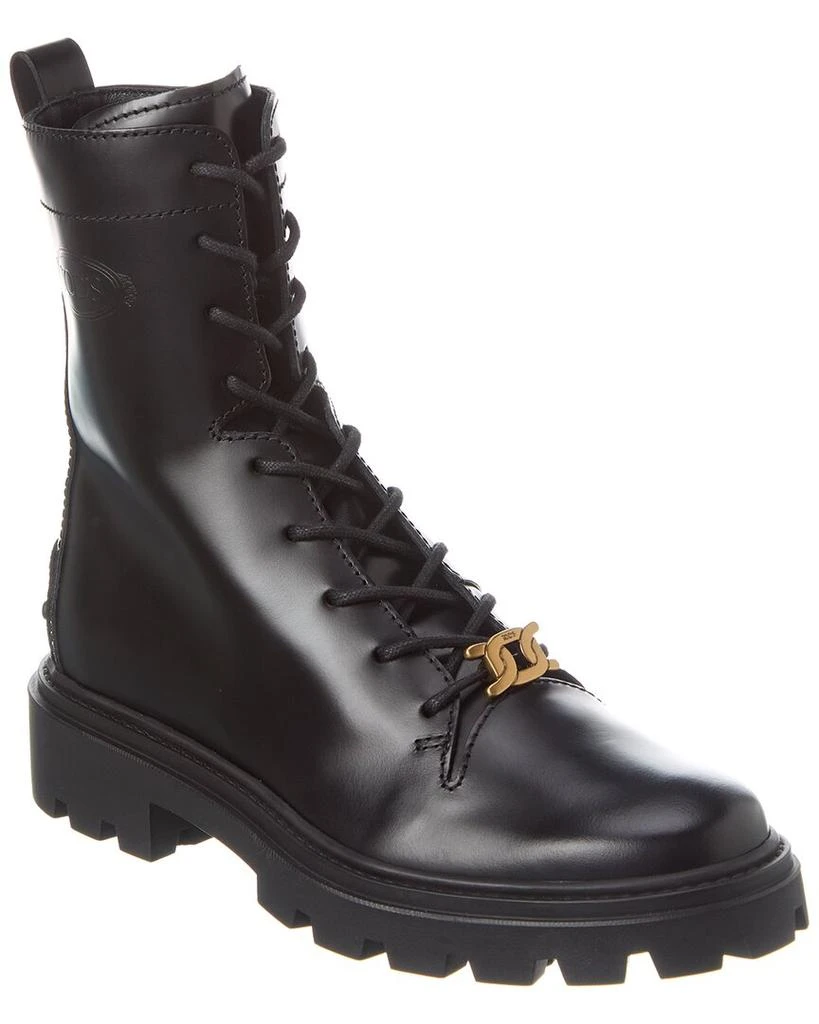 Tod's TOD’s Logo Leather Combat Boot 1