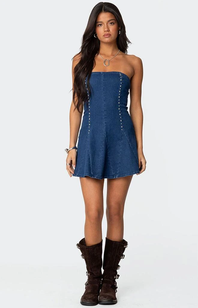 Edikted Fara Strapless Denim Mini Dress 3