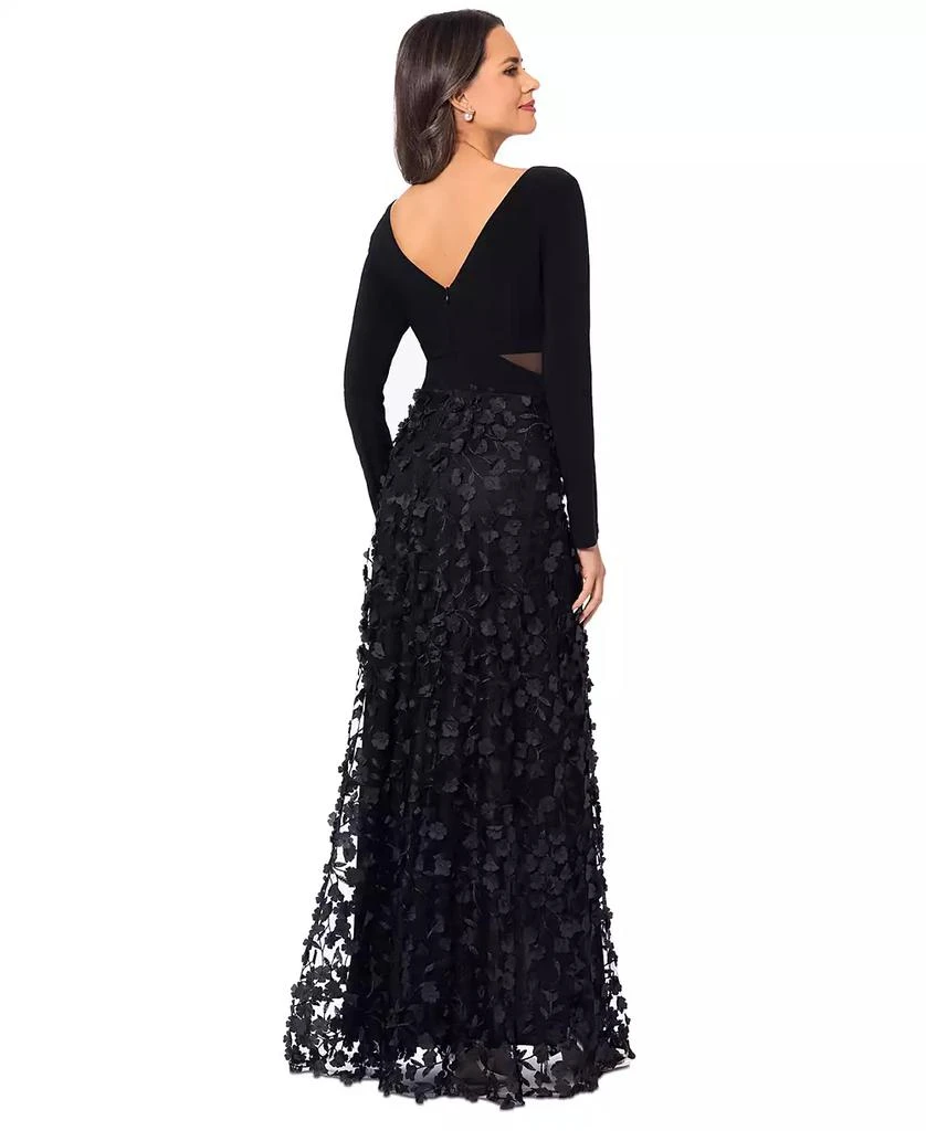 XSCAPE Mesh-Cutout Flower Gown 2