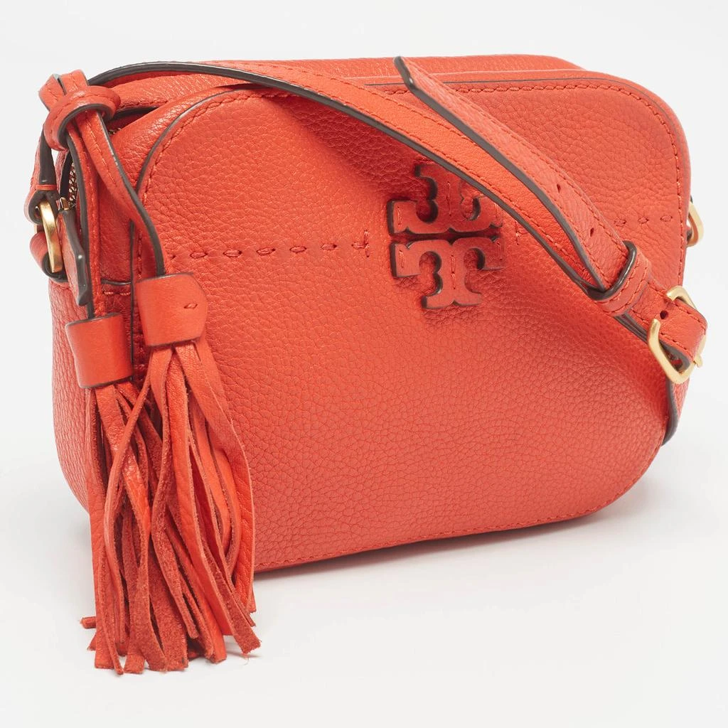 Tory Burch Tory Burch Orange Leather Mcgraw Camera Crossbody Bag 3
