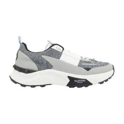 Valentino True Act openwork fabric and rubberized fabric sneakers 1