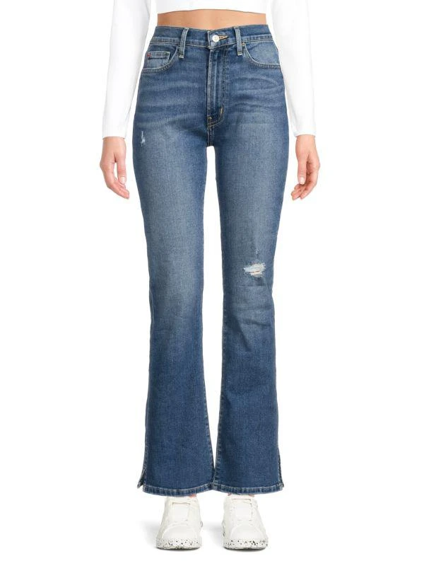 Hudson Blair Mid Rise Distressed Boot Cut Jeans 1