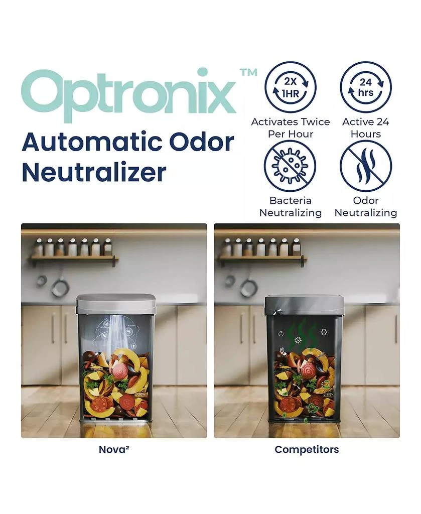 NINESTARS Nova² UV Odor Neutralizing Smart Kitchen Trash Can 13 Gallon Squared 3
