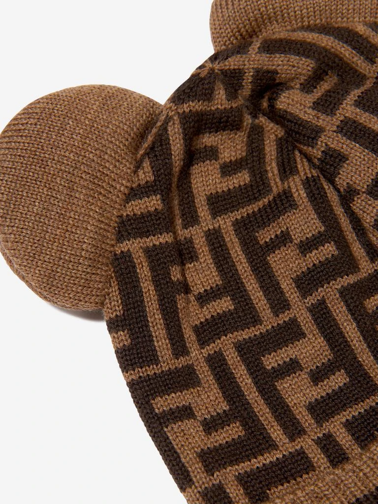 Fendi Kids Fendi Kids Wool Beanie Hat With Ears in Brown 4