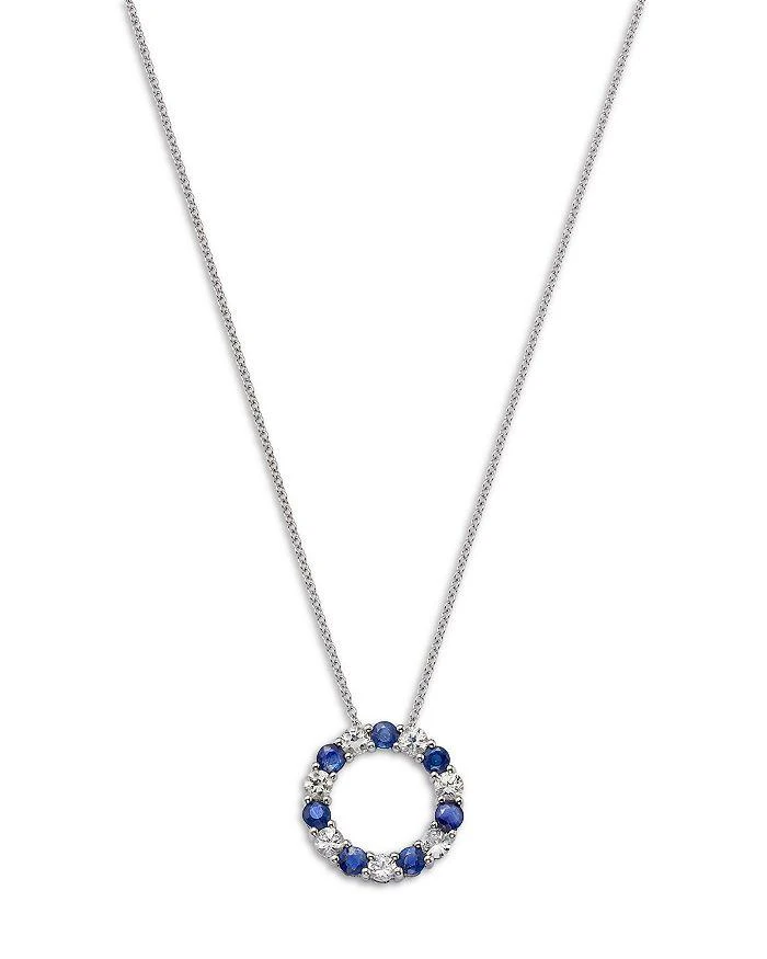 Bloomingdale
s Fine Collection Blue Sapphire 
White Sapphire Circle Pendant Necklace in 14K White Gold, 18"