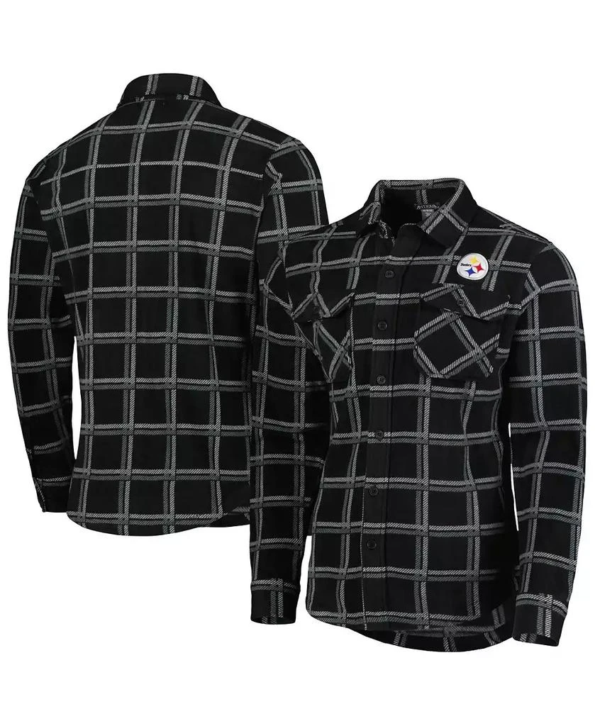 Antigua Men's Black Pittsburgh Steelers Industry Flannel Button-Up Shirt Jacket 1