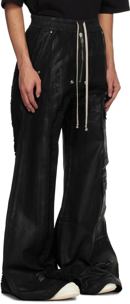 Rick Owens Black Hollywood Imbalanced Double Cargo Jumbo Belas Denim Cargo Pants 2