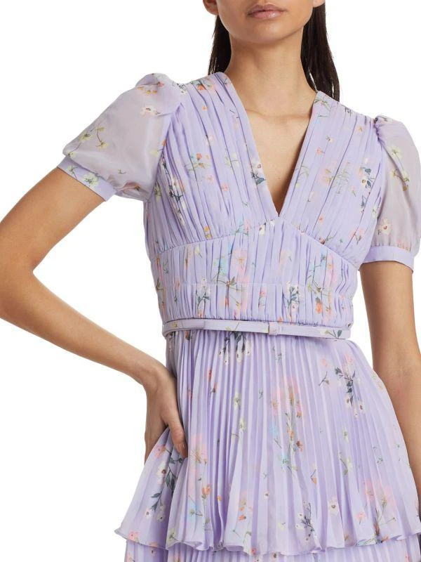 Self Portrait Floral Chiffon Tiered Midi-Dress 4