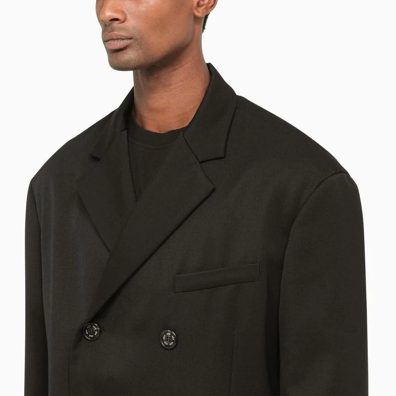 424 Black wool double-breasted coat 5