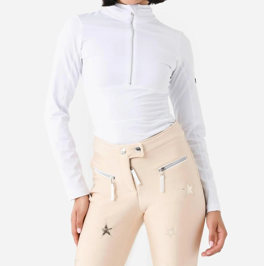 JET SET Ginger Half-Zip Base Layer Top In White 1