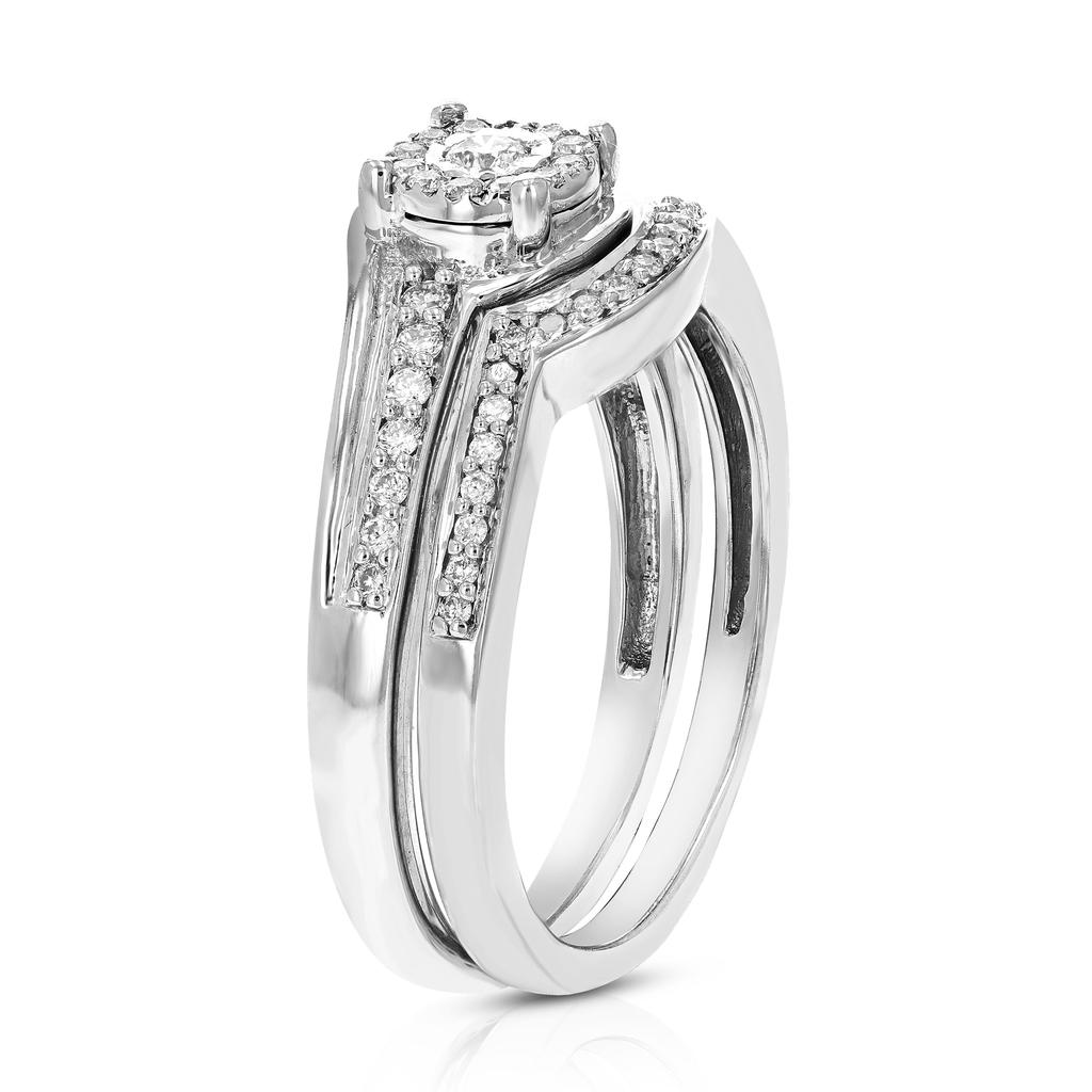 Vir Jewels 1/3 cttw Round Cut Lab Grown Diamond Bridal Set .925 Sterling Silver Prong Set