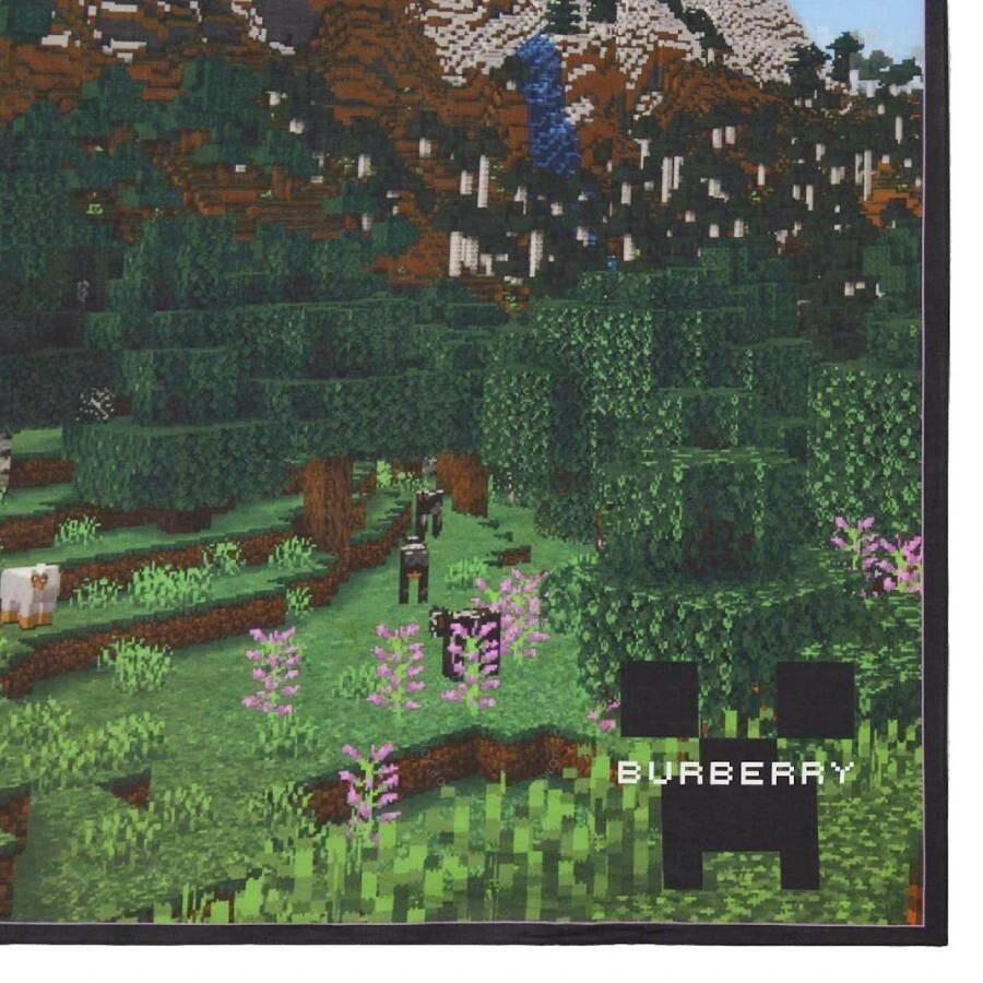 Burberry x Minecraft Landscape Print Cotton Square Scarf 1